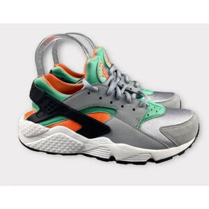 Nike‎ Air Huarache Run Running Shoes Womens 6 Sneaker Gray Green Lace Up